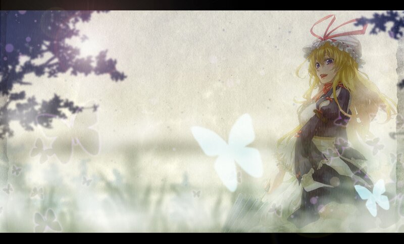 Anime girl with butterflies