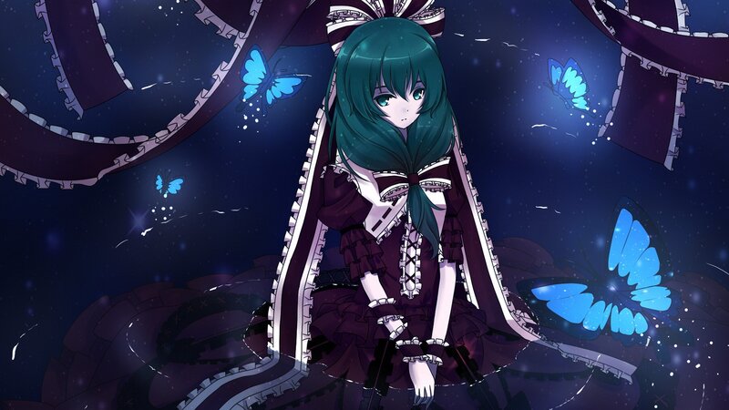 anime girl with butterflies