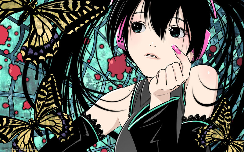 anime girl with butterflies