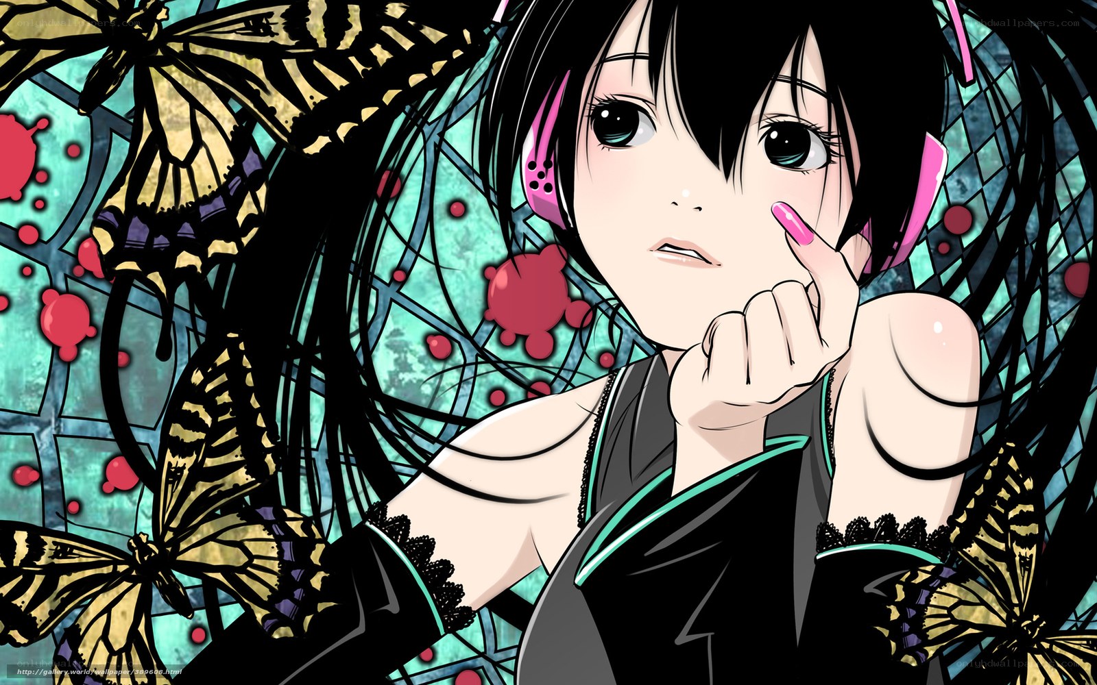 anime girl with butterflies
