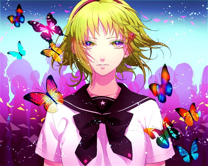 anime girl with butterflies