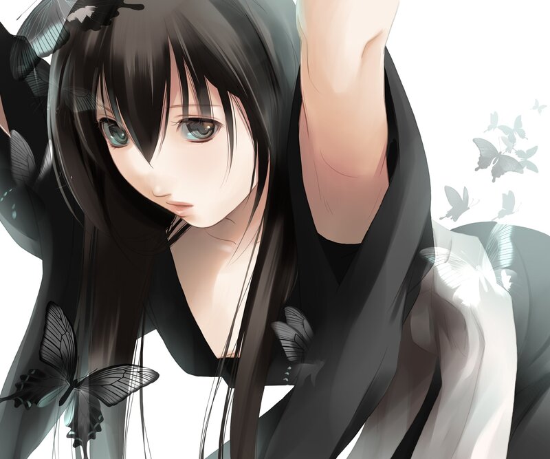 anime girl with butterflies