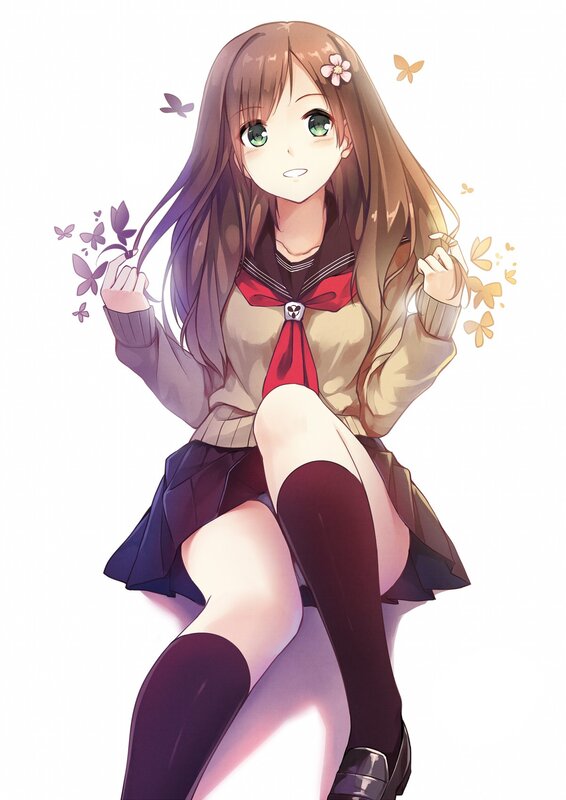 anime girl with butterflies