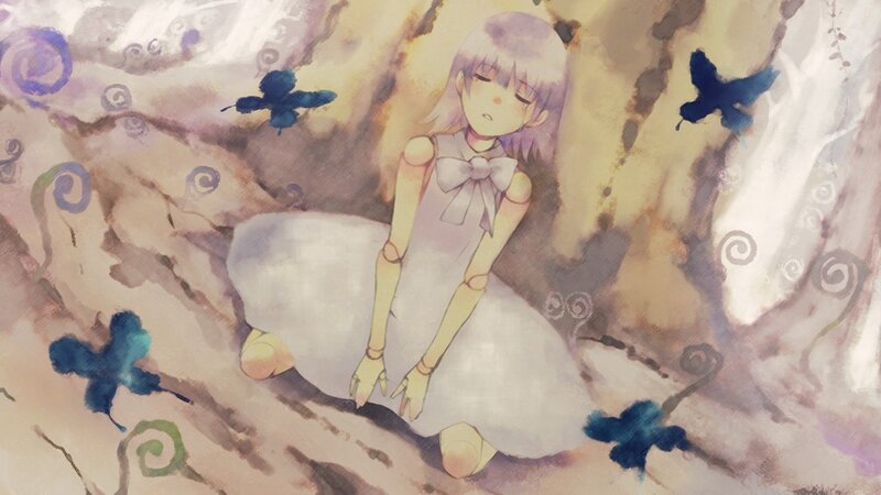 anime girl with butterflies