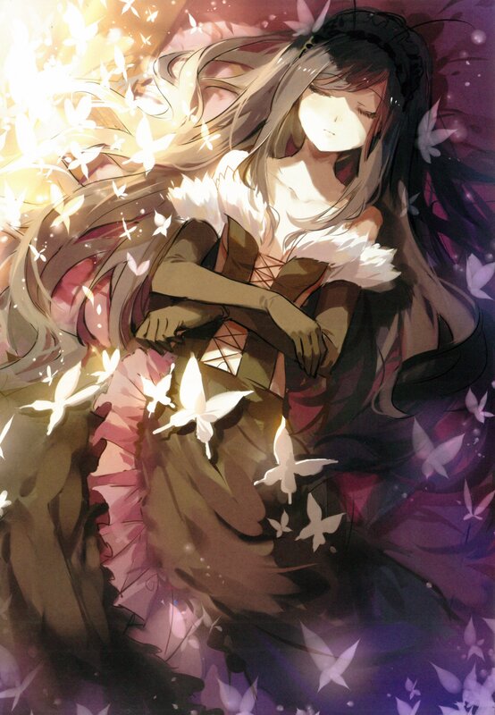 Anime girl with butterflies