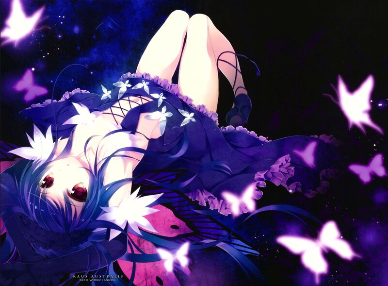 Anime girl with butterflies