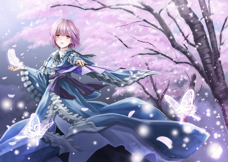 Anime girl with butterflies