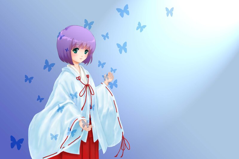 anime girl with butterflies