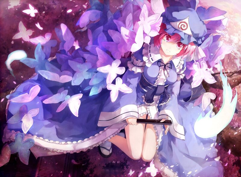 Anime girl with butterflies