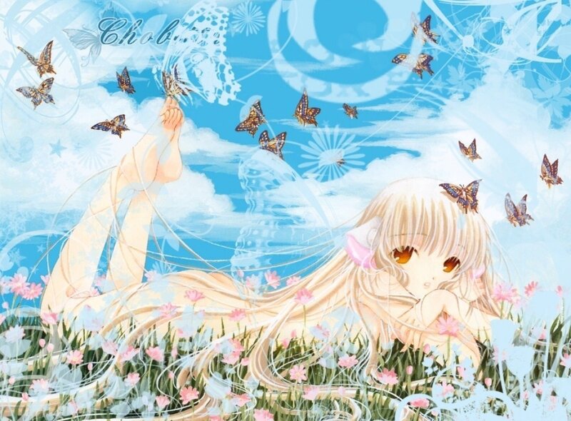 Anime girl with butterflies