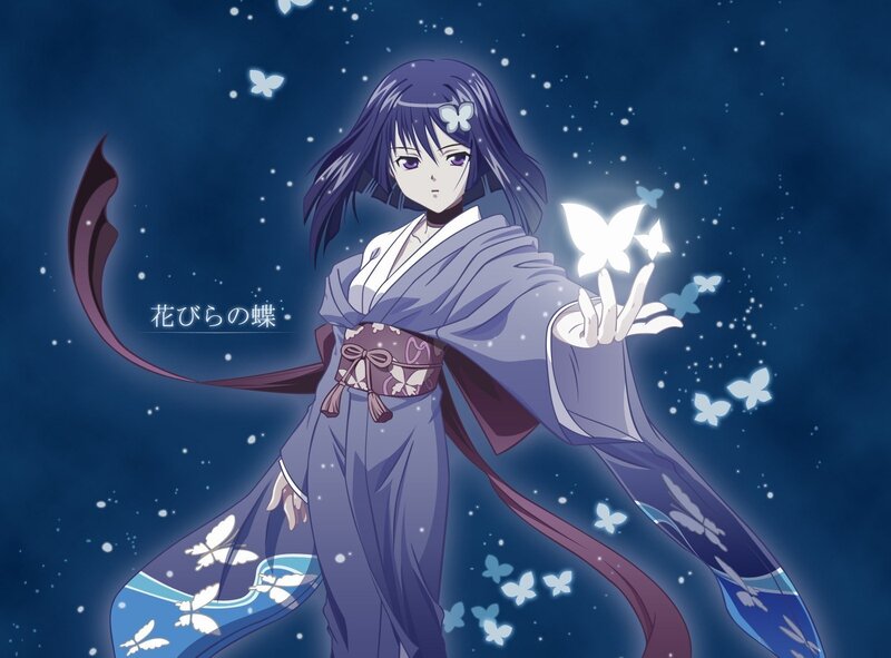 Anime girl with butterflies