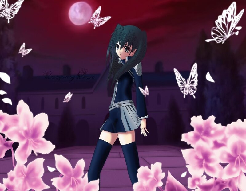 anime girl with butterflies