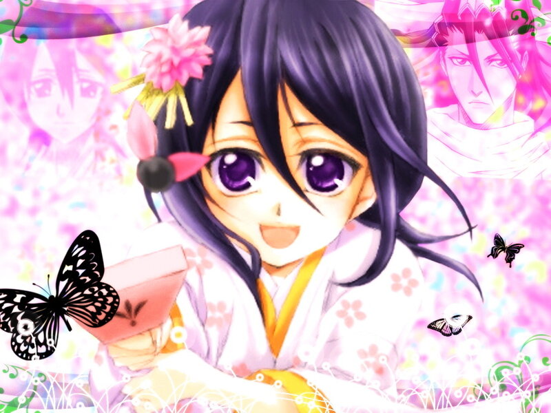 Anime girl with butterflies