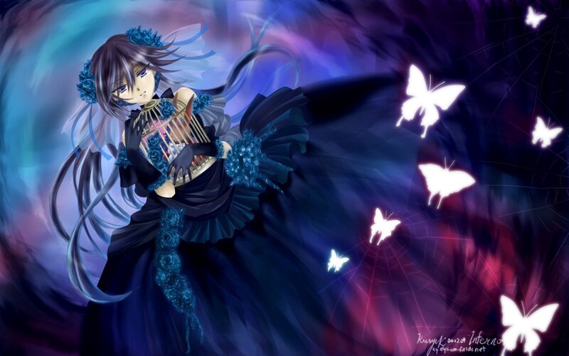 anime girl with butterflies