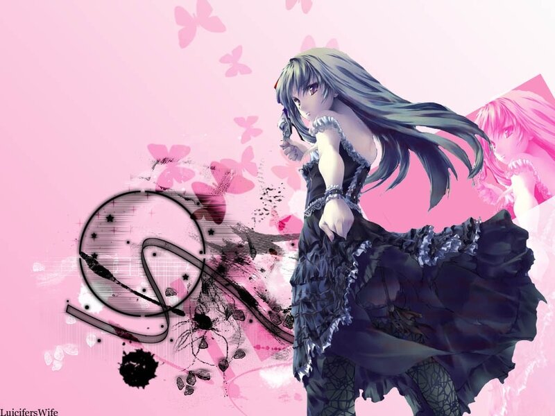 Anime girl with butterflies