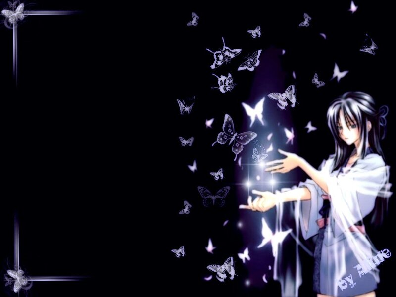 anime girl with butterflies