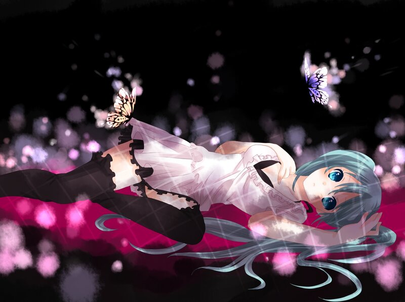 Anime girl with butterflies