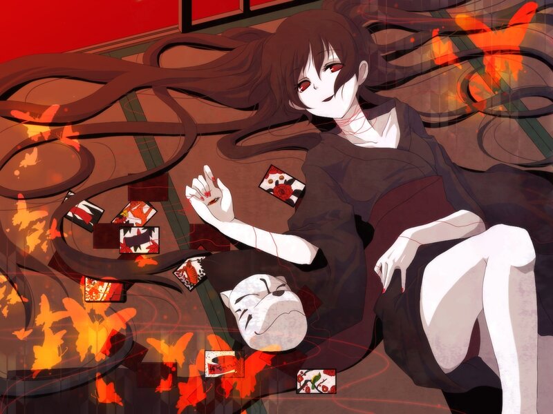 Anime girl with butterflies