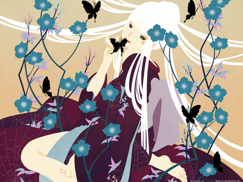 Anime girl with butterflies