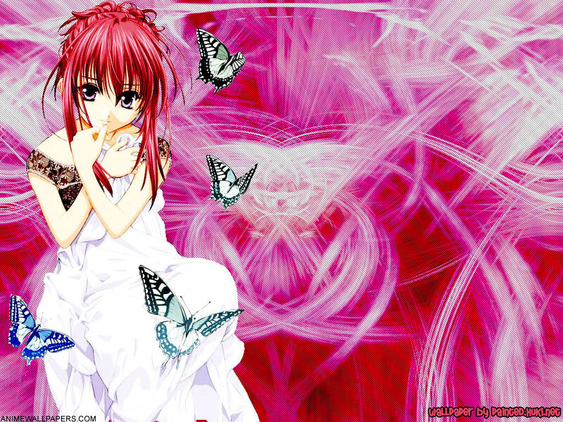 Anime girl with butterflies