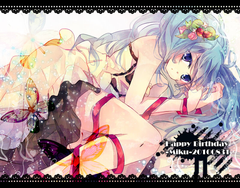 Anime girl with butterflies