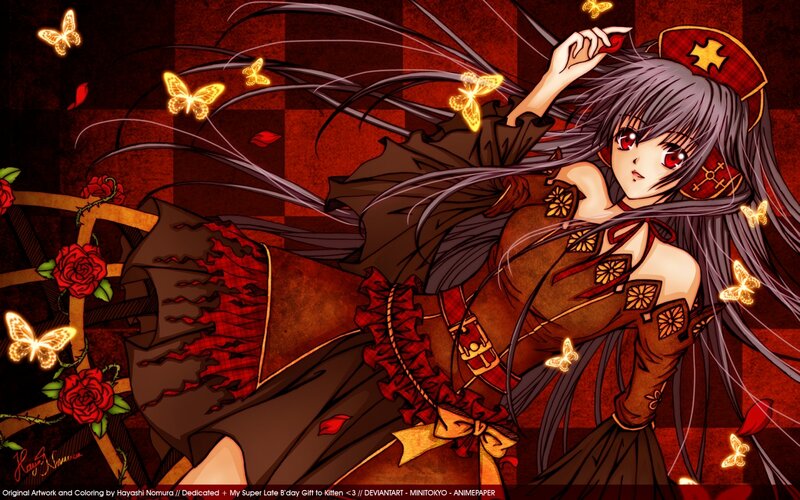 anime girl with butterflies