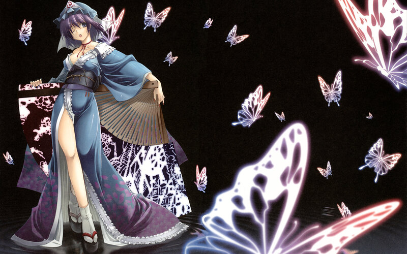 Anime girl with butterflies