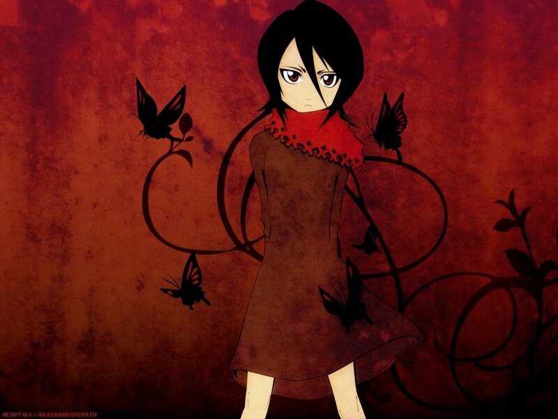 anime girl with butterflies