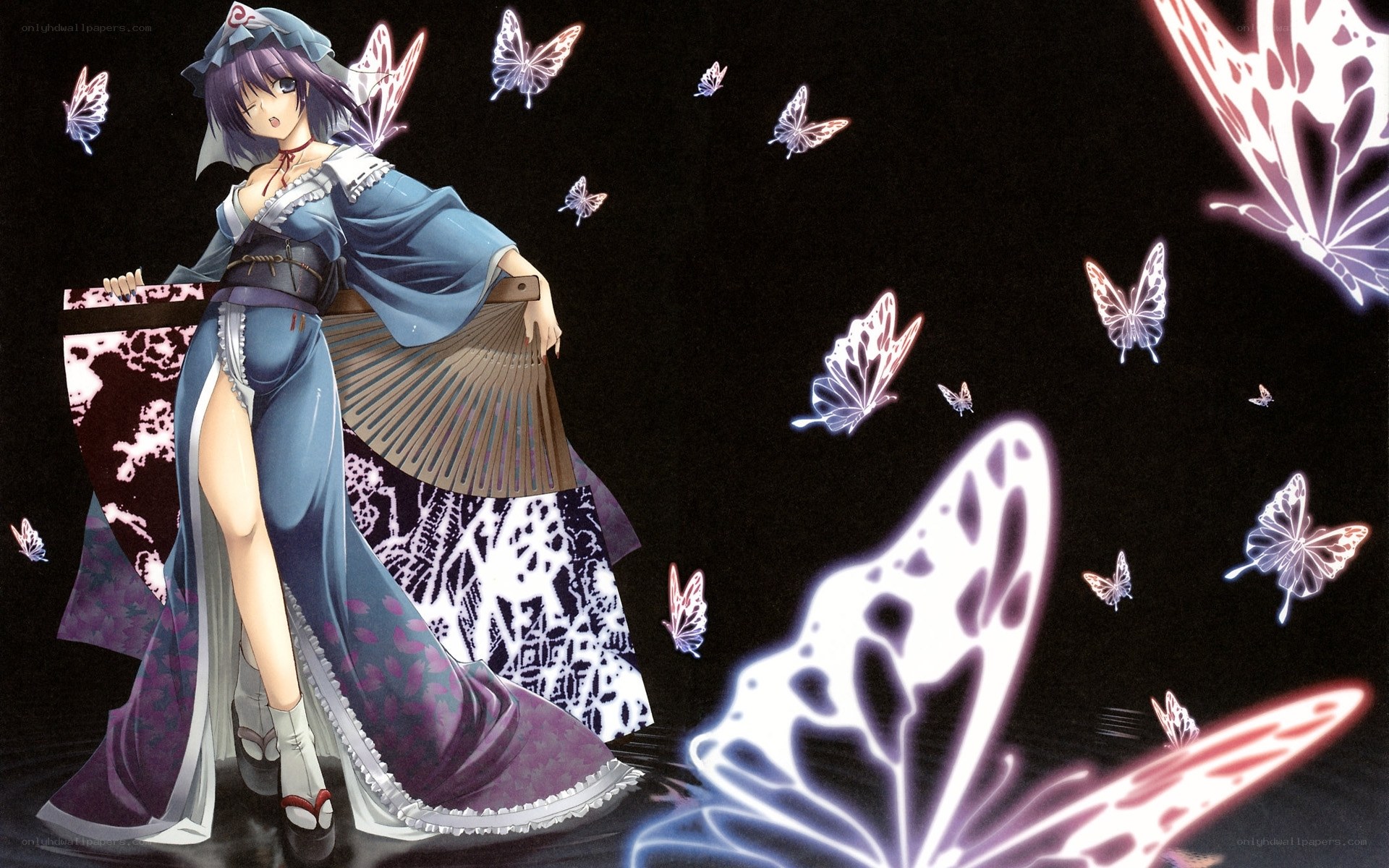 Anime girl with butterflies
