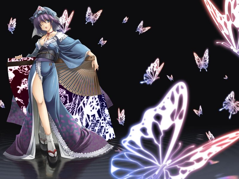 Anime girl with butterflies