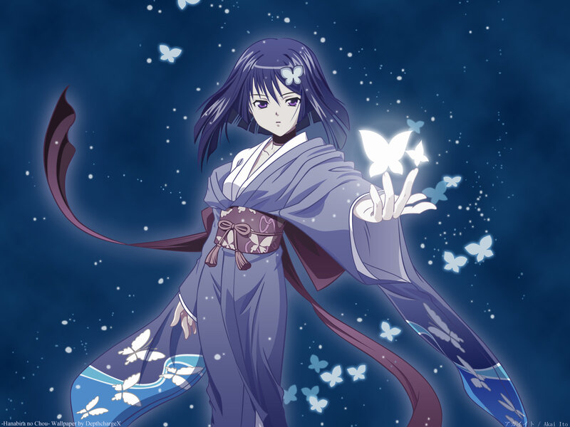 Anime girl with butterflies