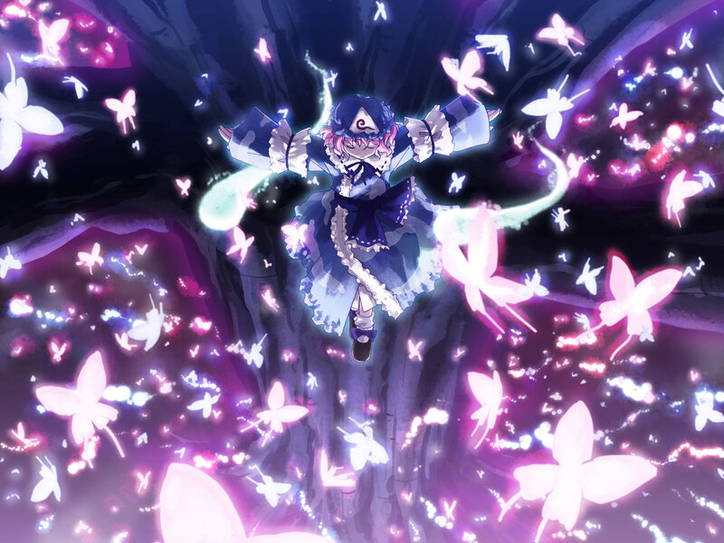 Anime girl with butterflies