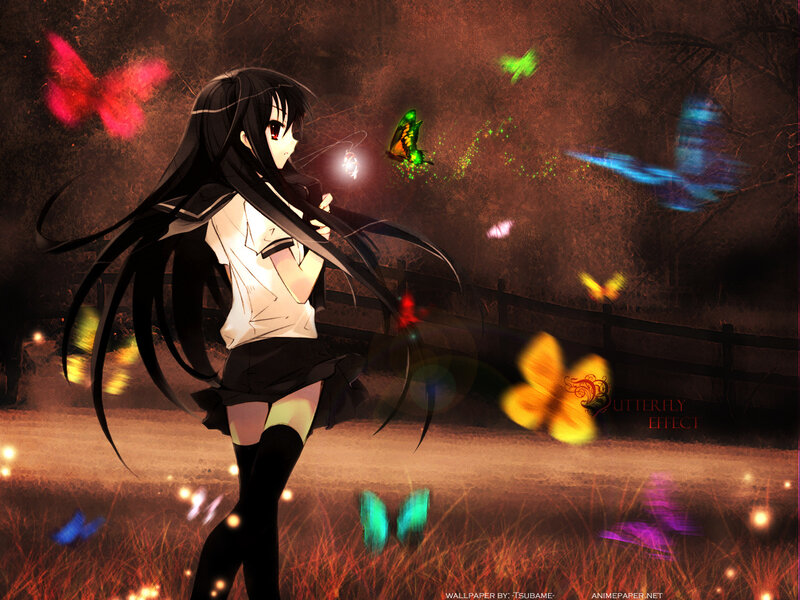 anime girl with butterflies
