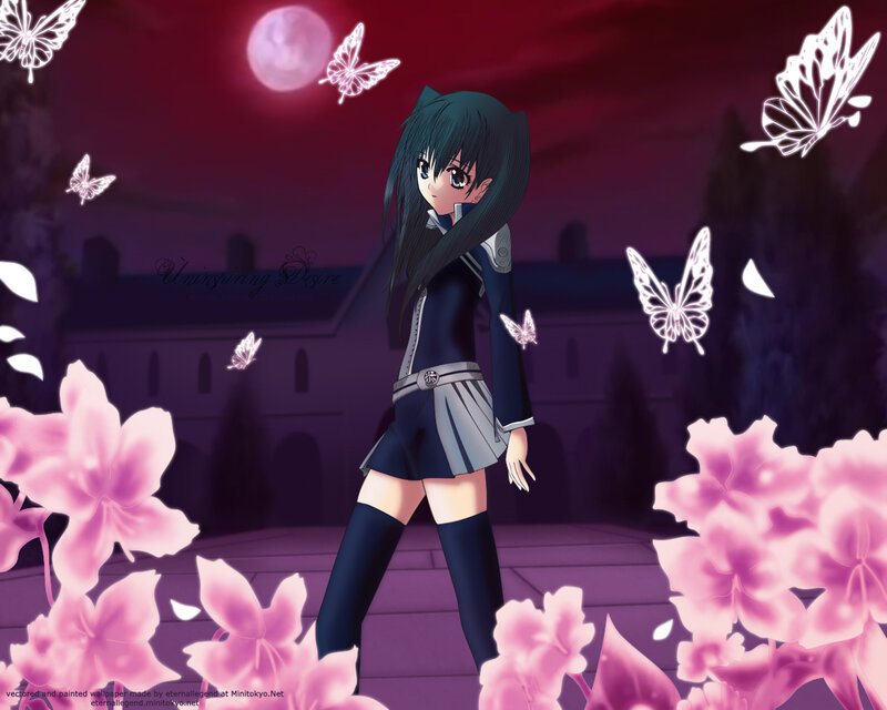 Anime girl with butterflies