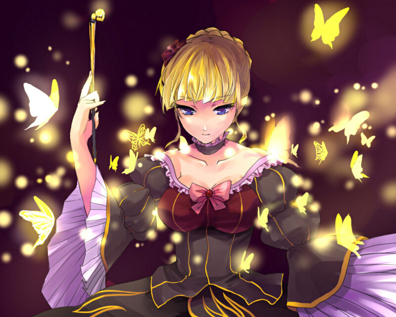 anime girl with butterflies