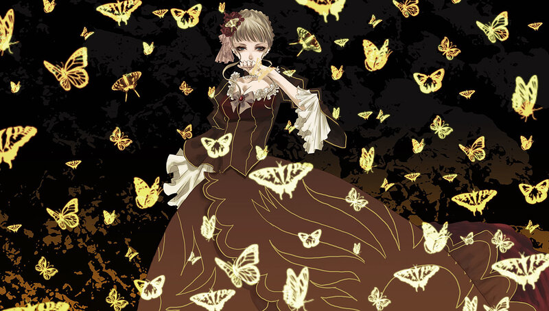 anime girl with butterflies