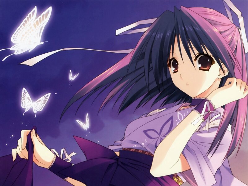 anime girl with butterflies
