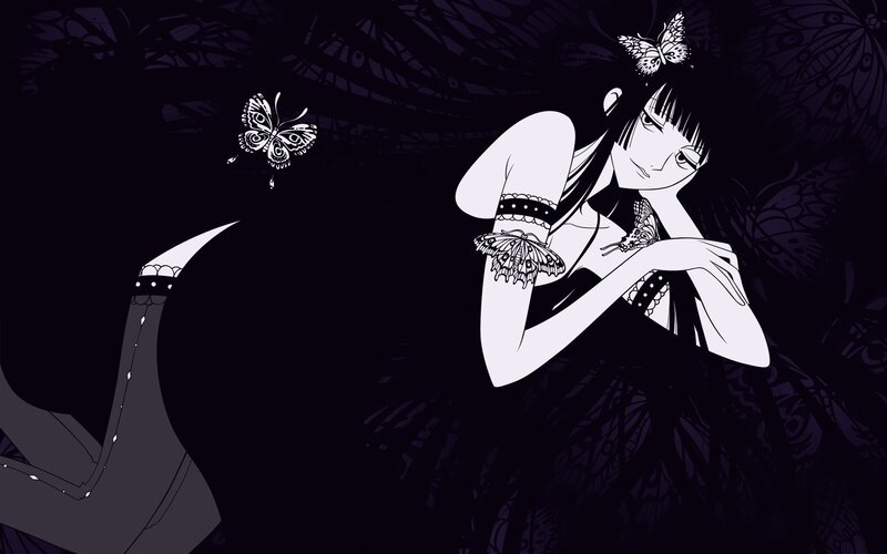 anime girl with butterflies