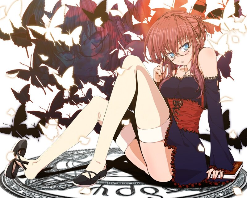 Anime girl with butterflies