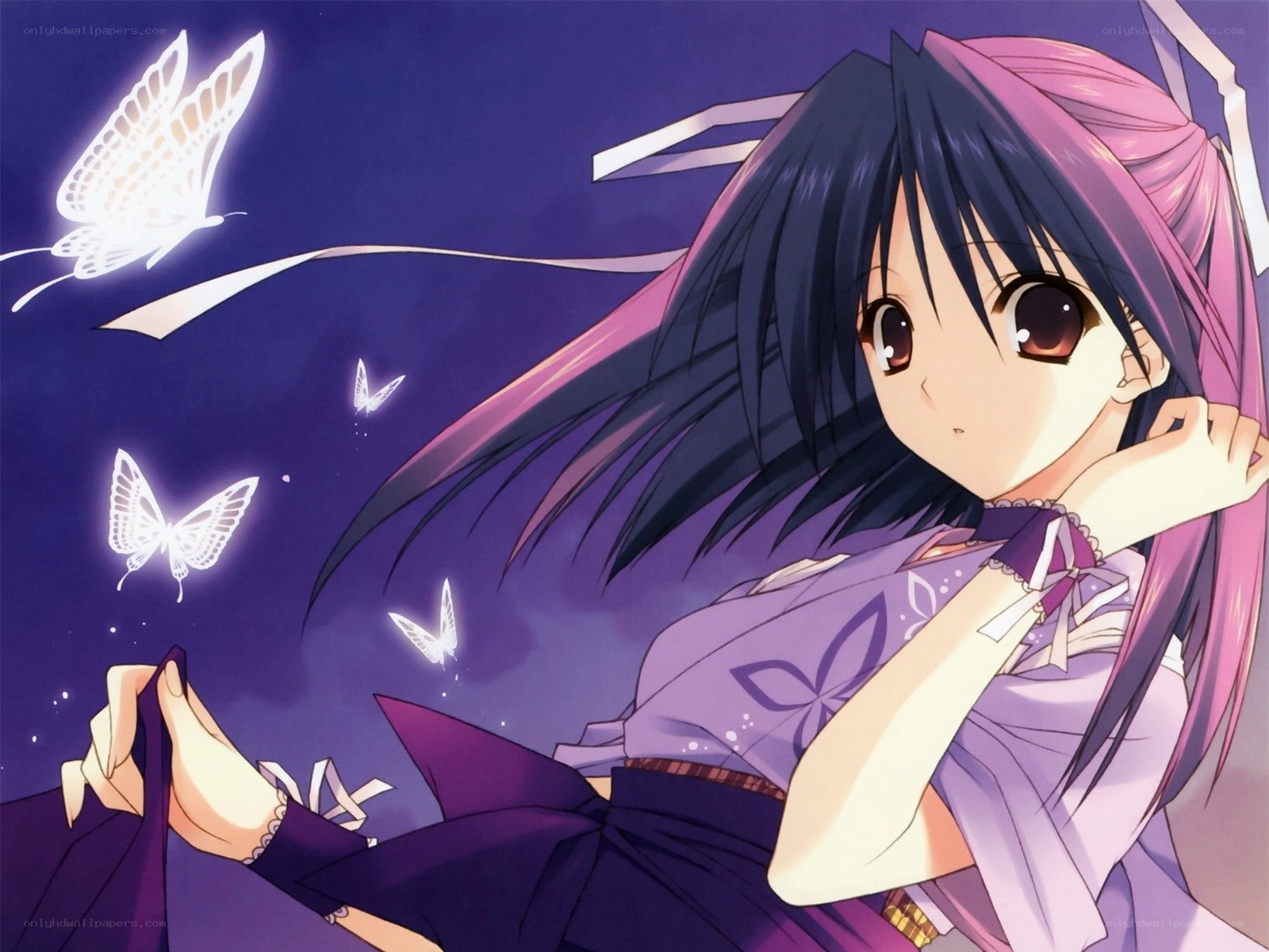 anime girl with butterflies