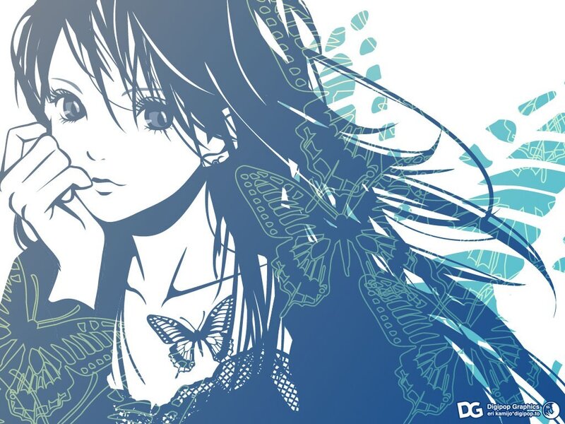 anime girl with butterflies