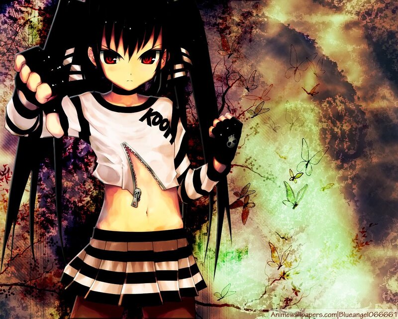 anime girl with butterflies