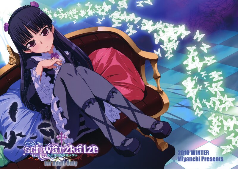Anime girl with butterflies