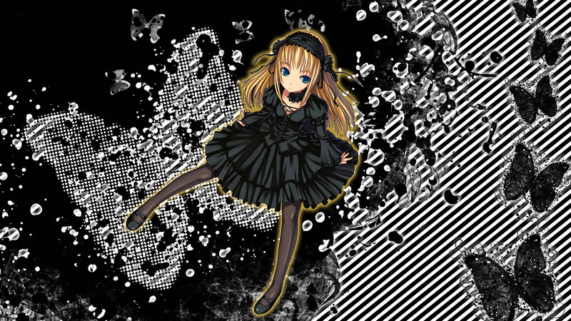 anime girl with butterflies