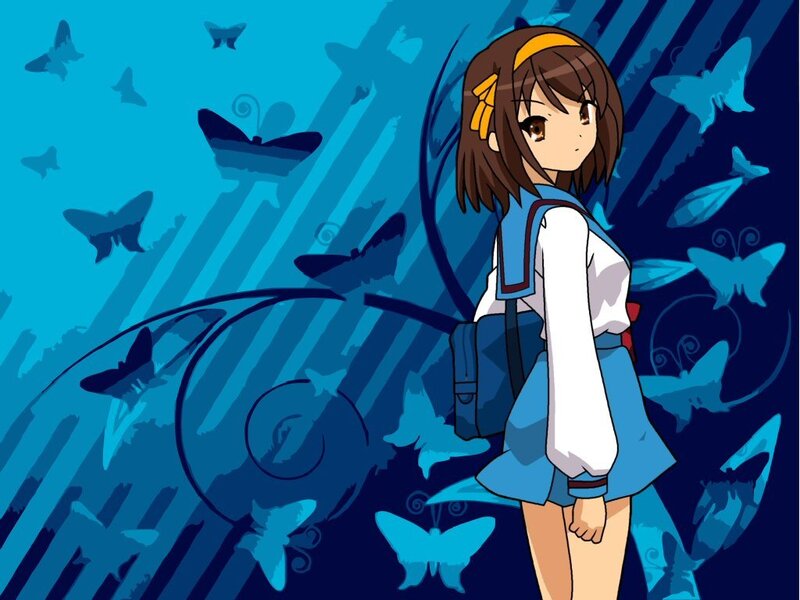 anime girl with butterflies