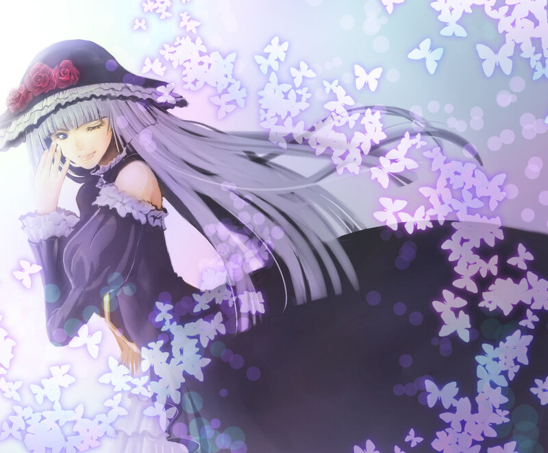 anime girl with butterflies