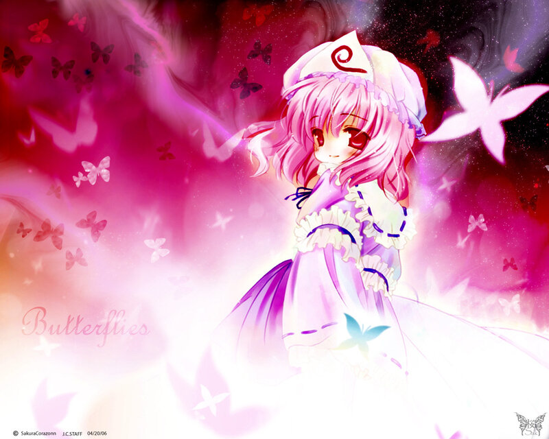 Anime girl with butterflies