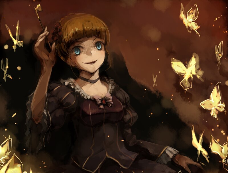 anime girl with butterflies