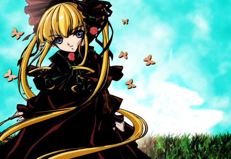 anime girl with butterflies