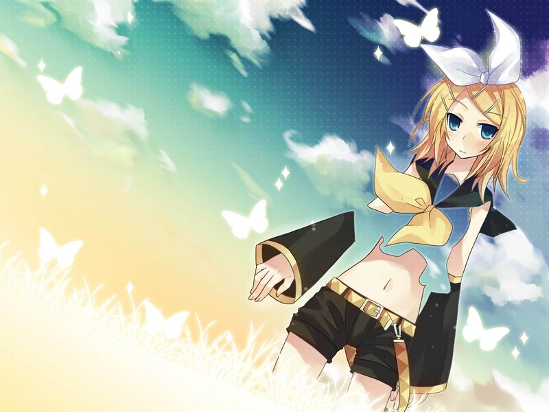 Anime girl with butterflies